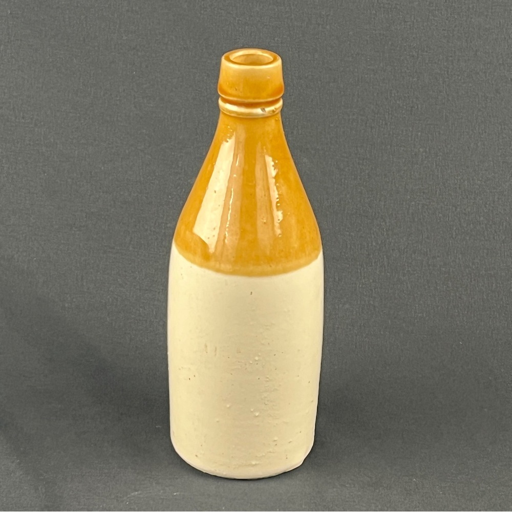 Vintage Portobello Stoneware Ginger Beer Bottle – Two-Tone Ochre & Cream Decor